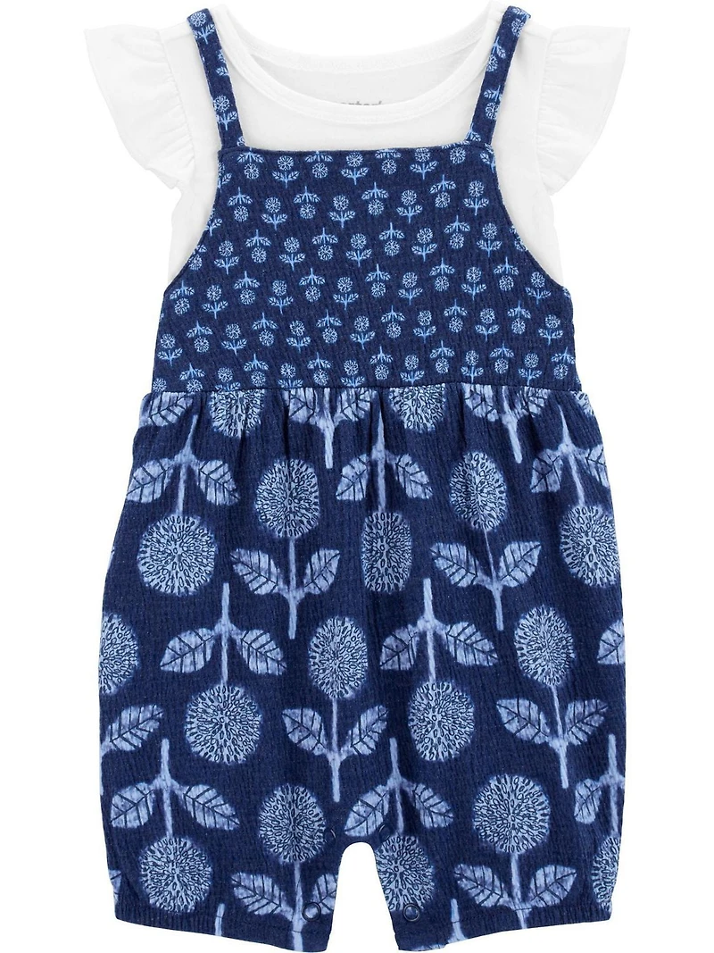 Carter's Child of Mine Barboteuse à fleurs bleue pour bébé fille, 0/3-24 mois