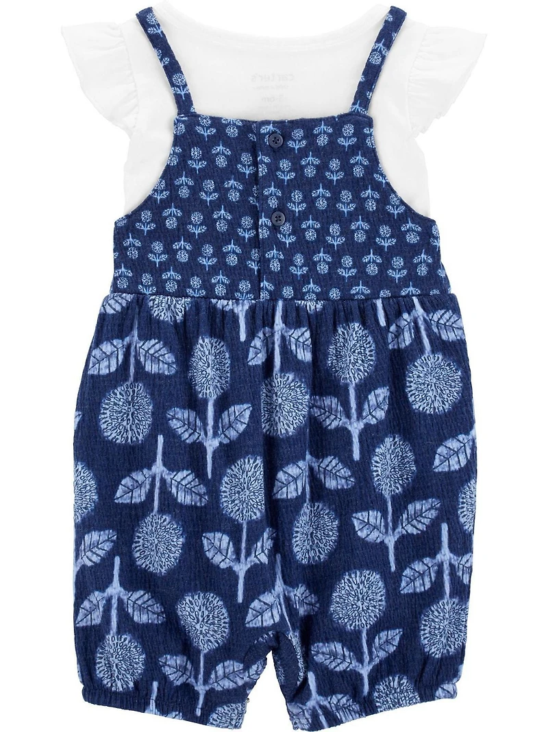 Carter's Child of Mine Barboteuse à fleurs bleue pour bébé fille, 0/3-24 mois