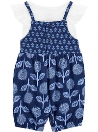 Carter's Child of Mine Barboteuse à fleurs bleue pour bébé fille, 0/3-24 mois