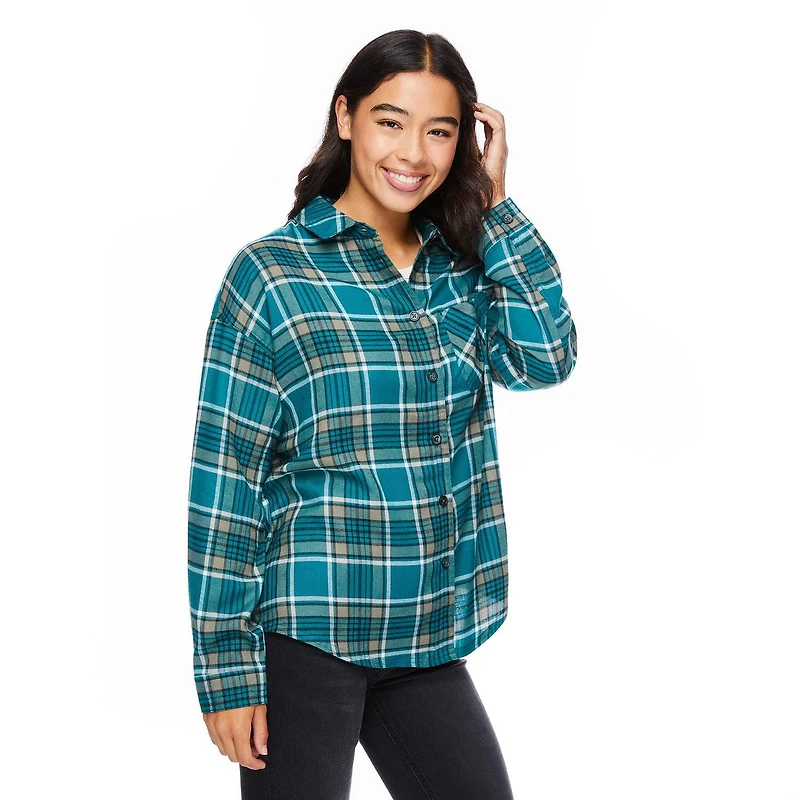 No Boundaries Women's Oversized Flannel Shirt