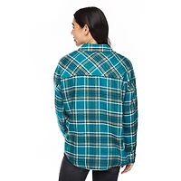 No Boundaries Women's Oversized Flannel Shirt