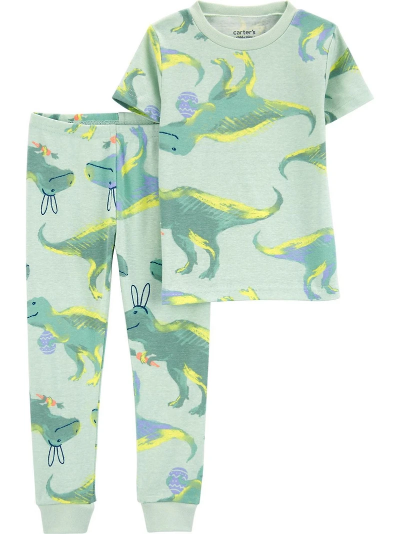 Pyjama 2 pièces TB Child of Mine de Carter's - Lapin dinosaure vert