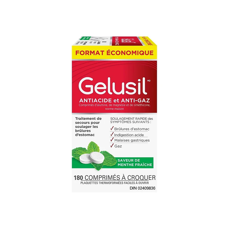 Gelusil Antacid & Anti-Gas Cool Mint 180 Count