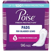 Serviettes d’incontinence Poise pour femmes, degré d’absorption 5, absorption maximale, longueur régulière, 96 unités