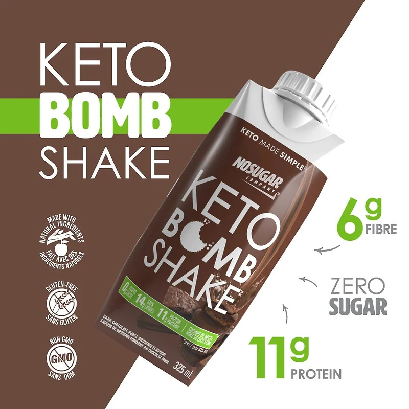 No Sugar Keto Bomb Shake Dark Chocolate Fudge Brownie