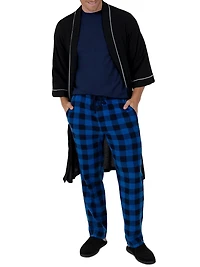 Fruit of the Loom Men's Sleep Set Crew Neck Top and Fleece Pant 2 Piece Pajama Set Blue