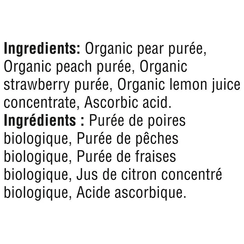 Purée GERBER® Biologique Poire Pêche Fraise, aliment pour bébé 128 mL