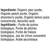 Purée GERBER® Biologique Poire Pêche Fraise, aliment pour bébé 128 mL