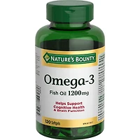 NATURE'S BOUNTY Omega-3 Fish Oil, 1200 mg, Value Size, Supports Cognitive Health & Brain Function, Source of Omega-3 Fatty Acids EPA & DHA, Softgels 120.0 count, 120 Softgels