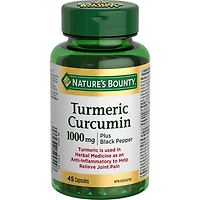 NATURE'S BOUNTY Curcumine du curcuma avec poivre noir, 1 000 mg, anti-inflammatoire pour les douleurs articulaires, aide à la digestion, antioxydant, capsules 45 paquet 45 gélules