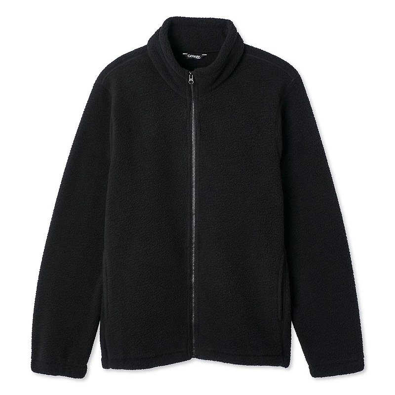 Manteau zippé en fausse peau de mouton George pour hommes