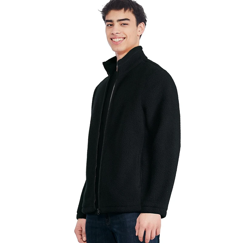 Manteau zippé en fausse peau de mouton George pour hommes