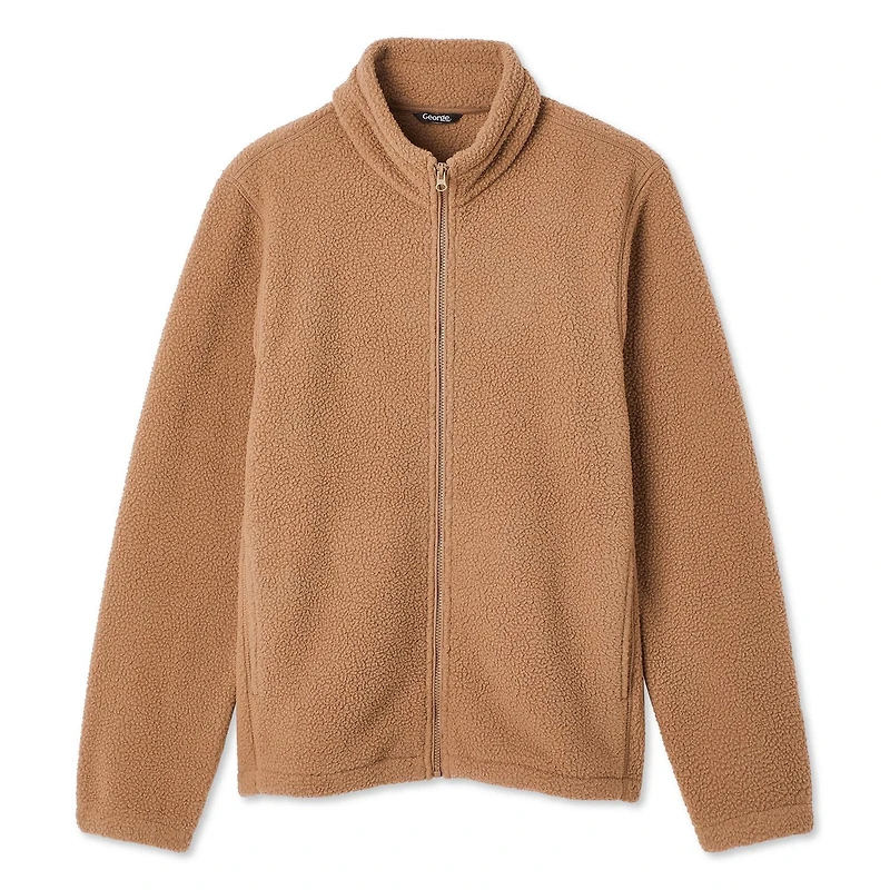 Manteau zippé en fausse peau de mouton George pour hommes