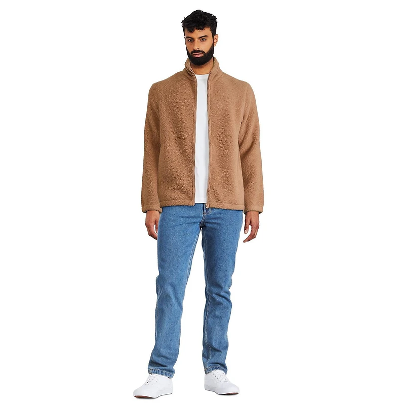 Manteau zippé en fausse peau de mouton George pour hommes