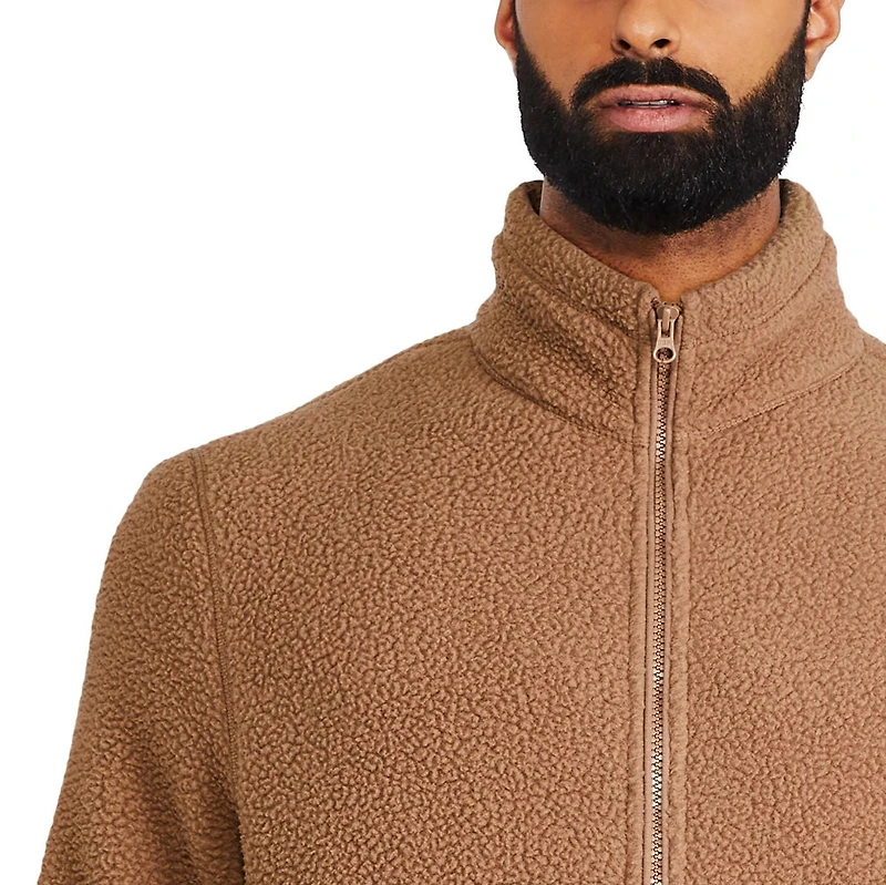 Manteau zippé en fausse peau de mouton George pour hommes