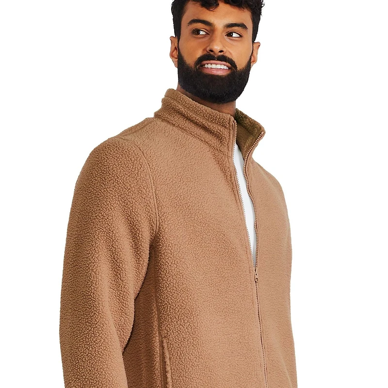 Manteau zippé en fausse peau de mouton George pour hommes