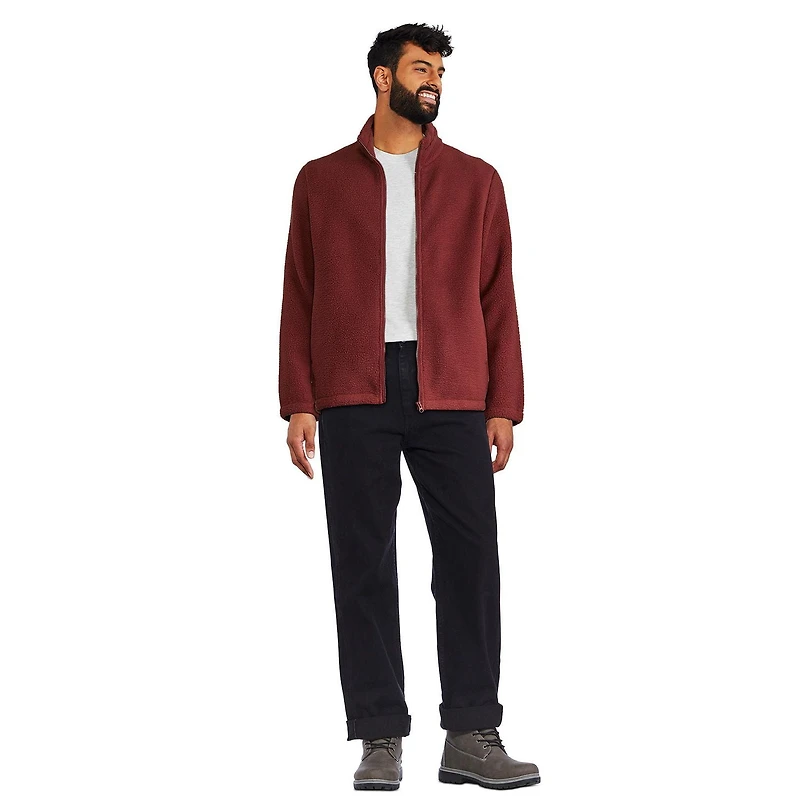 Manteau zippé en fausse peau de mouton George pour hommes