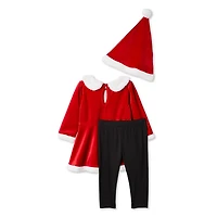 Ensemble 3 pièces avec tunique du Père Noël George pour bébés filles