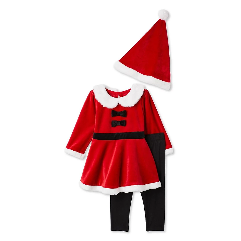 Ensemble 3 pièces avec tunique du Père Noël George pour bébés filles
