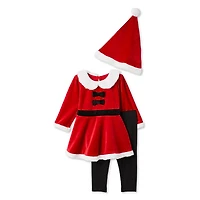 Ensemble 3 pièces avec tunique du Père Noël George pour bébés filles