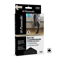Bas compression Premium Paramedic 15-20 mmHg femme noir (1 paire) - Large Bas de compression Paramedic pour femmes - Style élégant Premium de coton, jusqu'au genou, 15-20 mmHg
