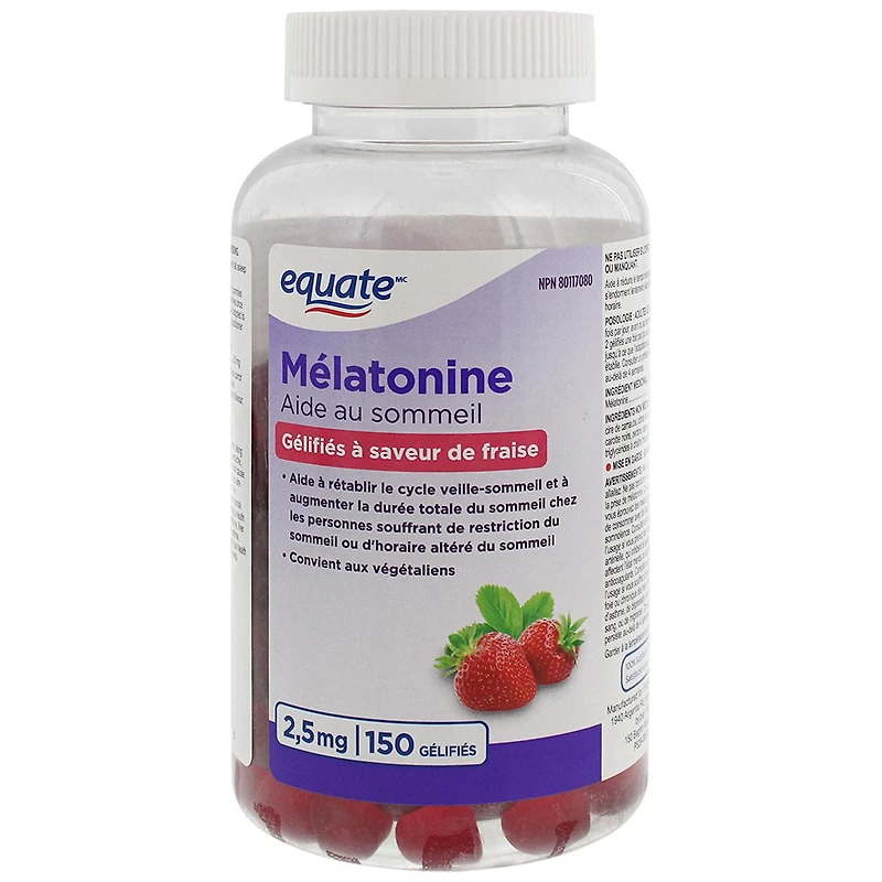 Equate Mélatonine Gélifiés 2,5mg, 150 Gélifiés