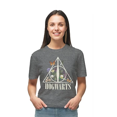 Harry Potter T-shirt à manches courtes à fleurs Poudlard pour femme