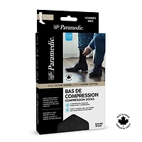 Paramedic Premium Compression Socks 15-20 mmHg Men Black (1 Pair) - Large, Paramedic Compression Socks for Men - Stylish Knee-High Premium Cotton, 15-20 mmHg
