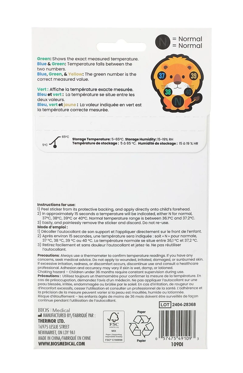 Autocollants indicateurs de fièvre