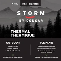 Storm by Cougar Men's 3 Pair Pack Heat Crew Socks