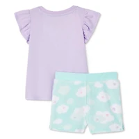 Pyjama 2 pièces avec short et t-shirt à volants George pour petites filles