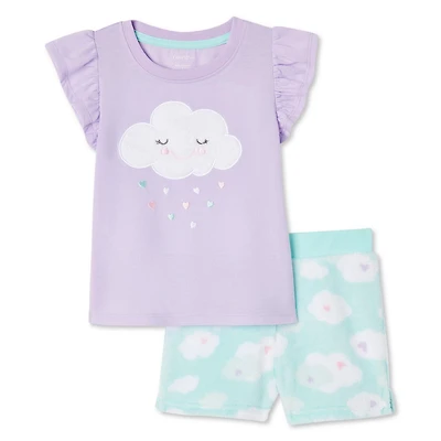 Pyjama 2 pièces avec short et t-shirt à volants George pour petites filles
