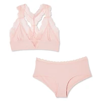 Ensemble 2 pièces à dentelle avec soutien-gorge léger et slip taille basse George pour femmes