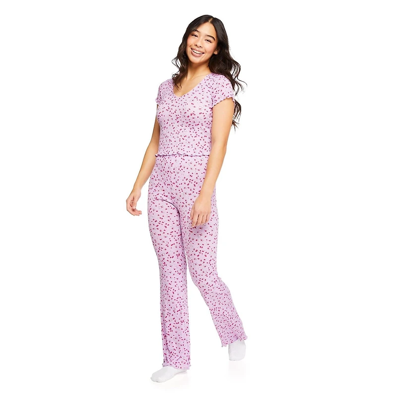 Ensemble 2 pièces en pointelle avec t-shirt No Boundaries pour femmes