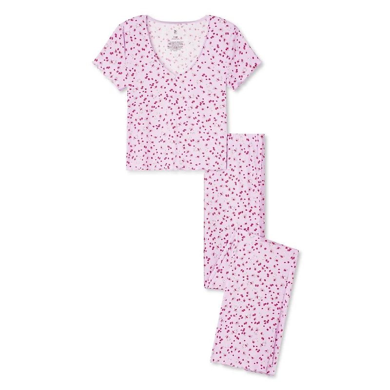 Ensemble 2 pièces en pointelle avec t-shirt No Boundaries pour femmes