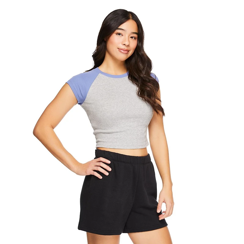 No Boundaries Women's Raglan Baby Tee