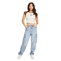 T-shirt coupe bébé avec manches raglan No Boundaries pour femmes