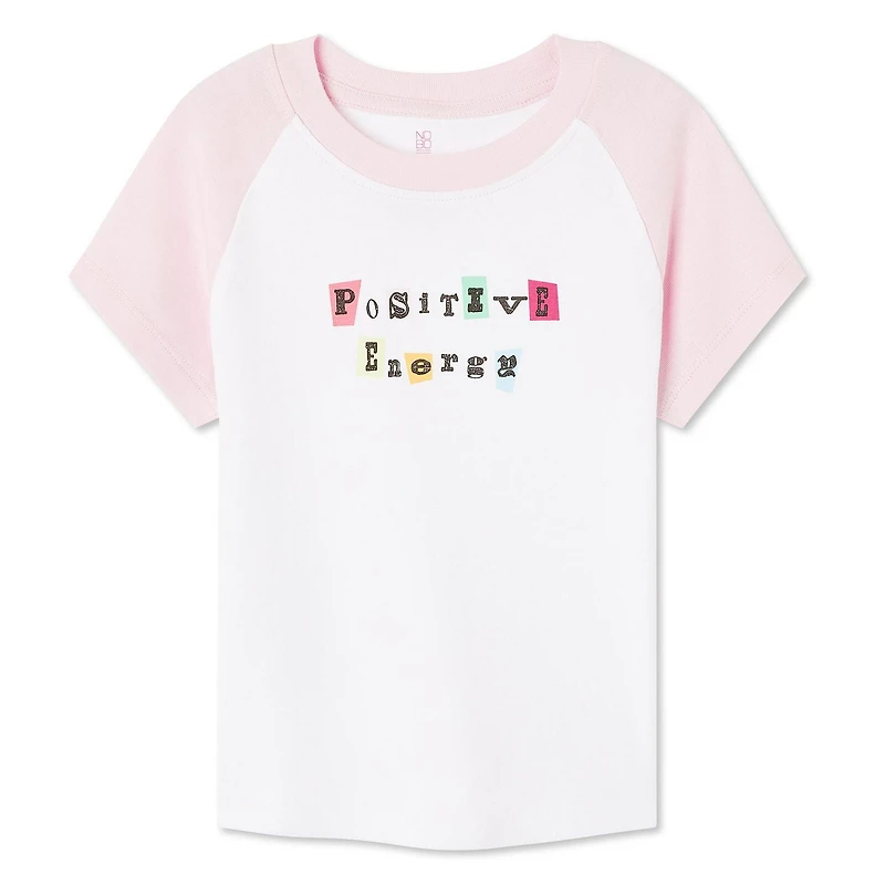 T-shirt coupe bébé avec manches raglan No Boundaries pour femmes