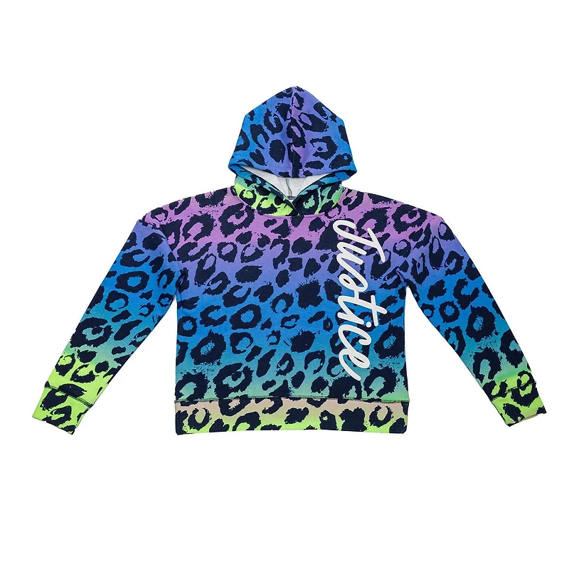 Sweat à capuche à manches longues et imprimé animal Justice pour filles