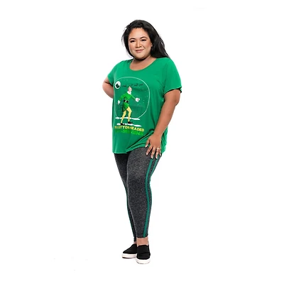 Elf Ladies Plus Santa Short Sleeve High Low Top