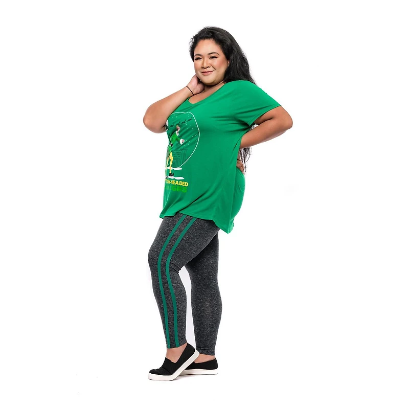 Elf Ladies Plus Santa Short Sleeve High Low Top