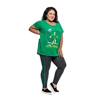 Elf Ladies Plus Santa Short Sleeve High Low Top