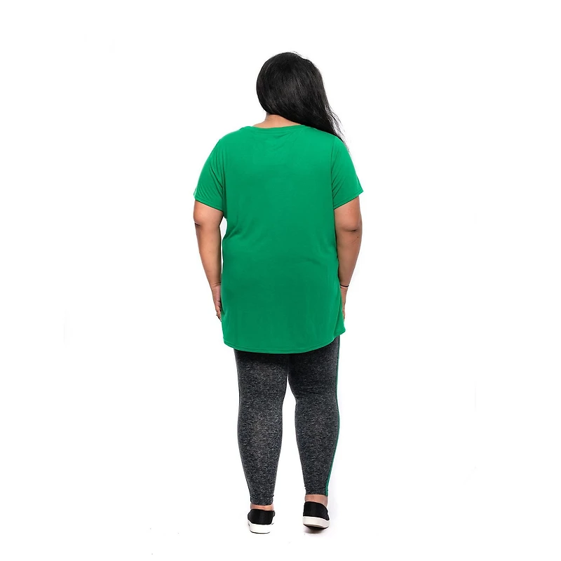 Elf Ladies Plus Santa Short Sleeve High Low Top
