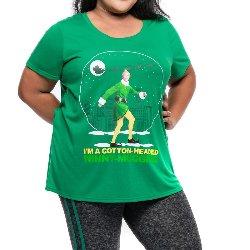 Elf Ladies Plus Santa Short Sleeve High Low Top