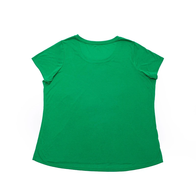 Elf Ladies Plus Santa Short Sleeve High Low Top