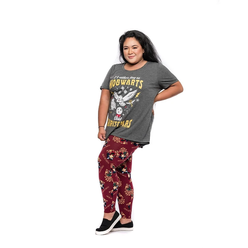 Harry Potter Ladies Plus Christmas At Hogwarts Short Sleeve High Low Top