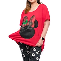Disney Minnie Ladies Plus Holiday Short Sleeve High Low Top