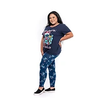 Disney Lilo & Stitch Ladies Plus Troubles Haut bas à manches courtes
