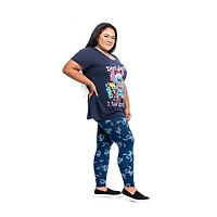 Disney Lilo & Stitch Ladies Plus Troubles Haut bas à manches courtes