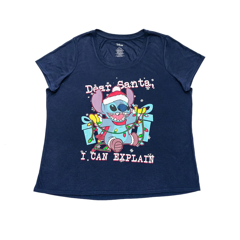 Disney Lilo & Stitch Ladies Plus Troubles Haut bas à manches courtes